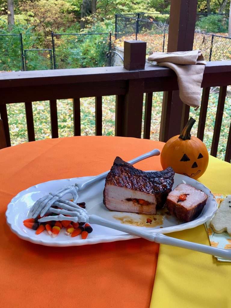 Candy Corn Stuffed Pork Chops